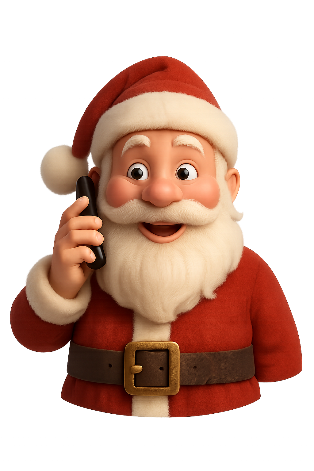 Hymyilevä Joulupukki puhelimessa